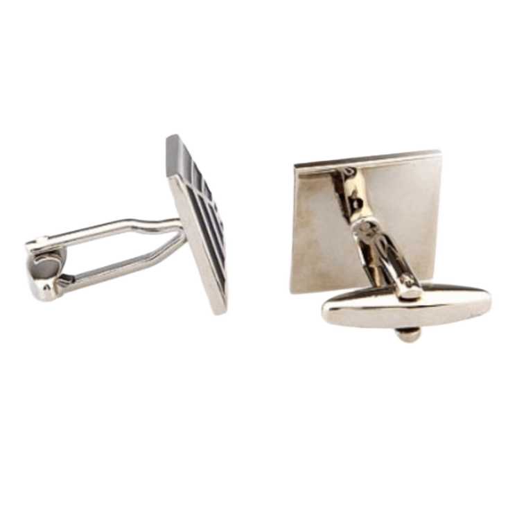 Silver/Black/Blue Pyramid Cuff Links