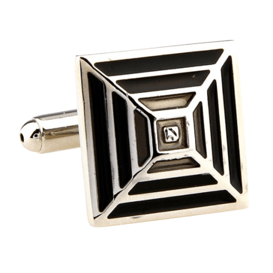 Silver/Black/Grey Pyramid Cuff Links
