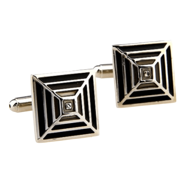 Silver/Black/Grey Pyramid Cuff Links