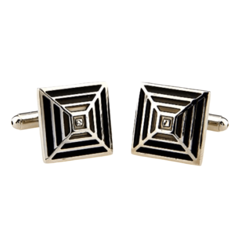 Silver/Black/Grey Pyramid Cuff Links