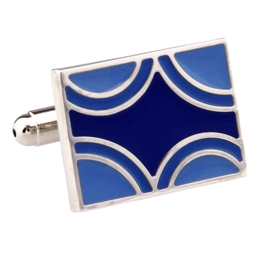 Silver/Blue Rectangle Cuff Links