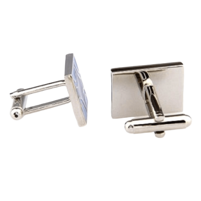 Silver/Blue Rectangle Cuff Links