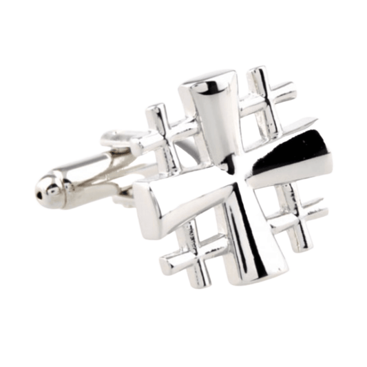 Silver Multi Cross Cuff Links