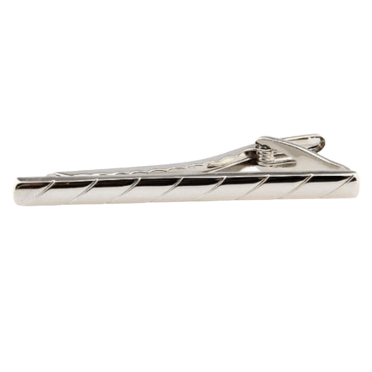 James Adelin Silver Striped Mens Tie Clip