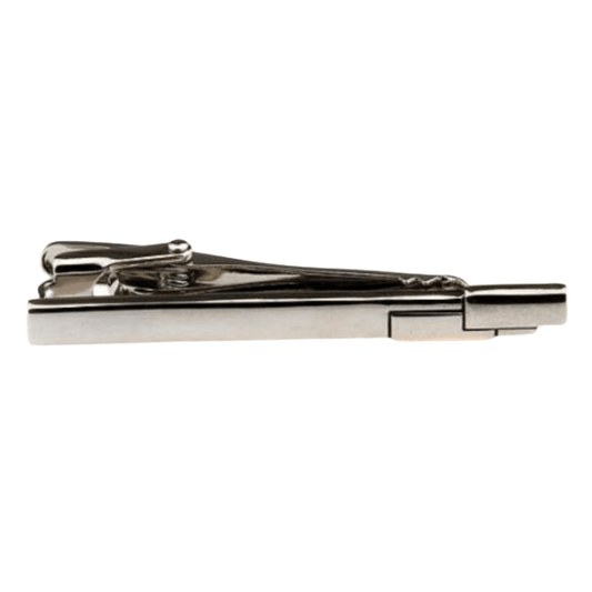 silver mens tie clip with square detail on the end