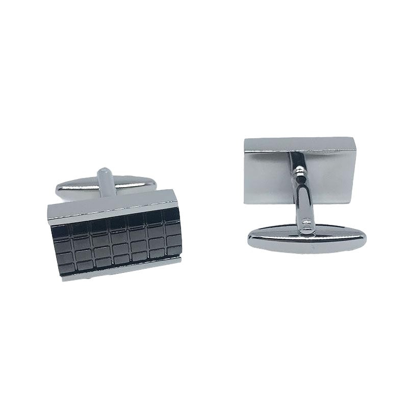 Silver/Charcoal Grid Cuff Links