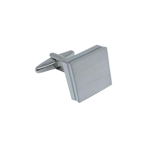 Silver Square Matt Plain Cuff Links