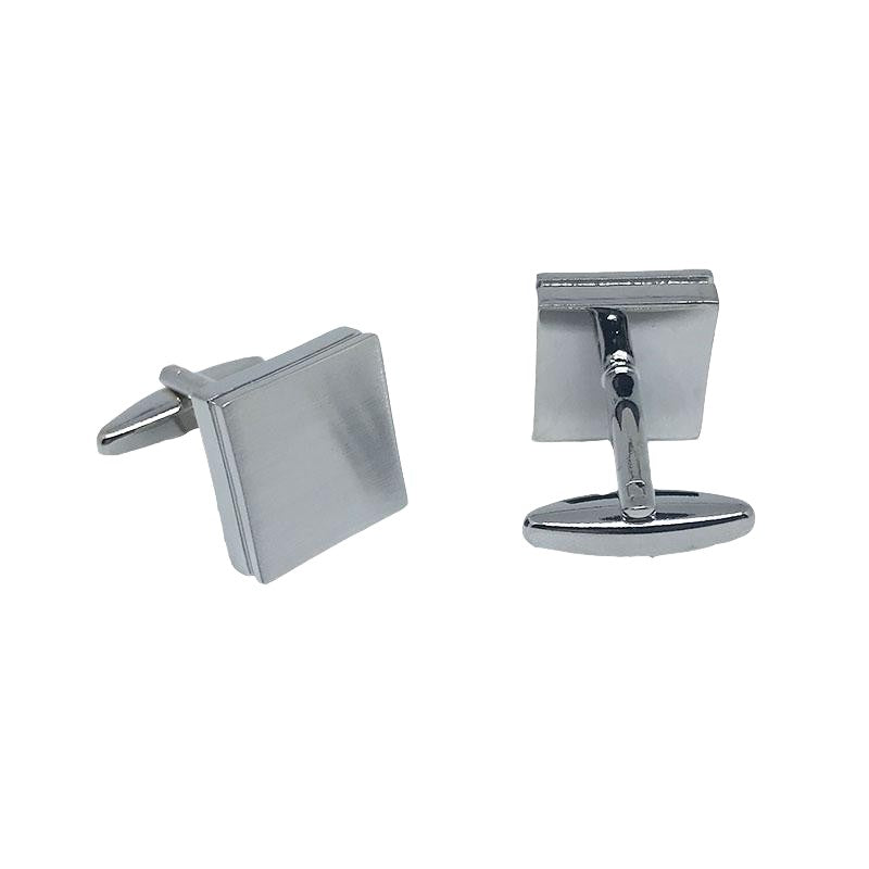 Silver Square Matt Plain Cuff Links