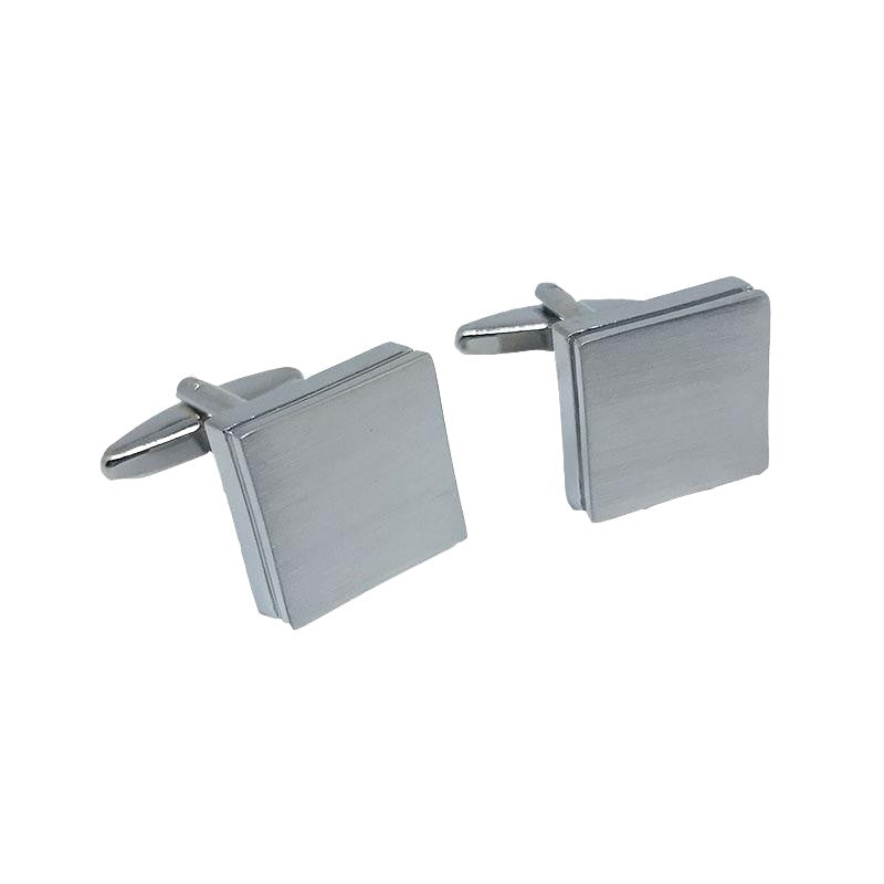 Silver Square Matt Plain Cuff Links
