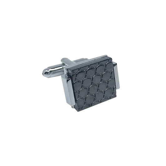 Silver/Charcoal Circular Insert Cuff Links
