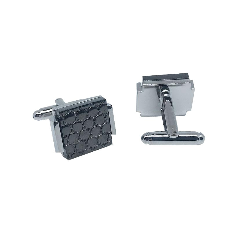 Silver/Charcoal Circular Insert Cuff Links