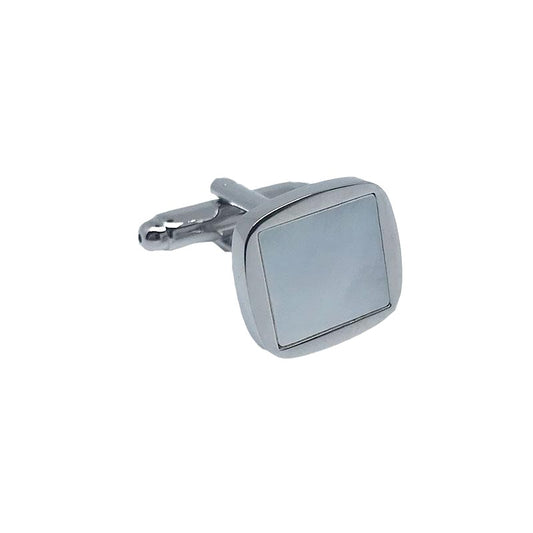 Silver Square Rounded Mother of Pearl Cuff Links