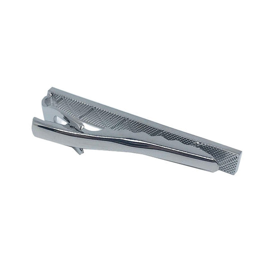 James Adelin Matte silver Concave Plain Tie Clip showing the pattern on the back