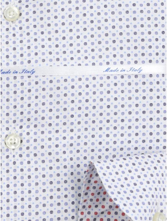 White/Navy/Grey Mens Geometric Long Sleeve Italian Shirt