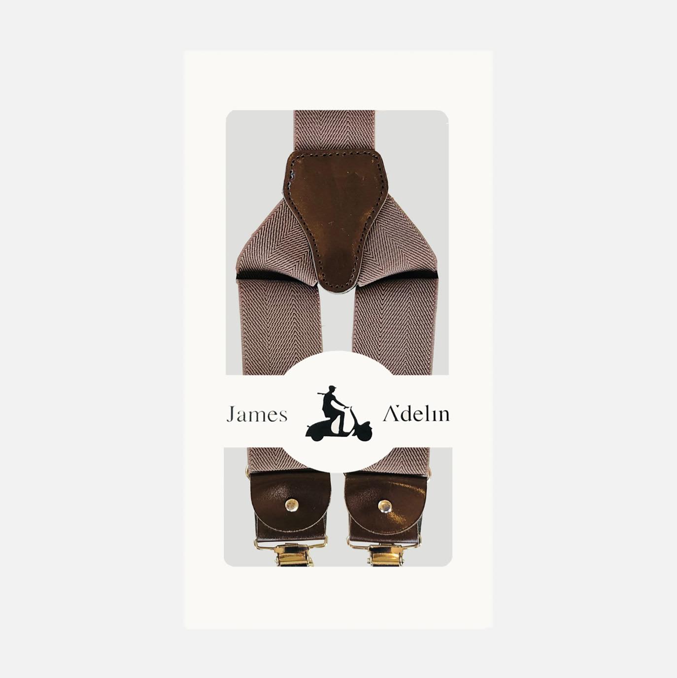 Coffee Mens Plain Textured Weave Suspenders
