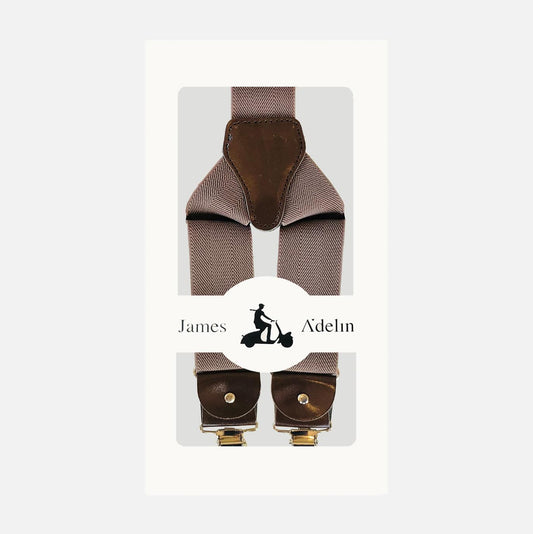 Coffee Mens Plain Textured Weave Suspenders
