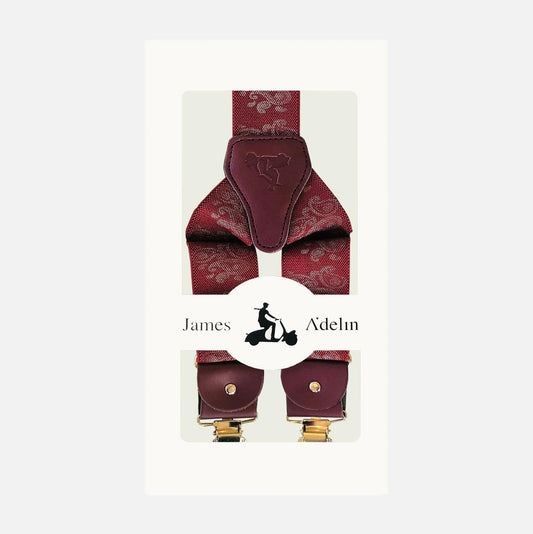 Burgundy Mens Bold Paisley Weave Suspenders