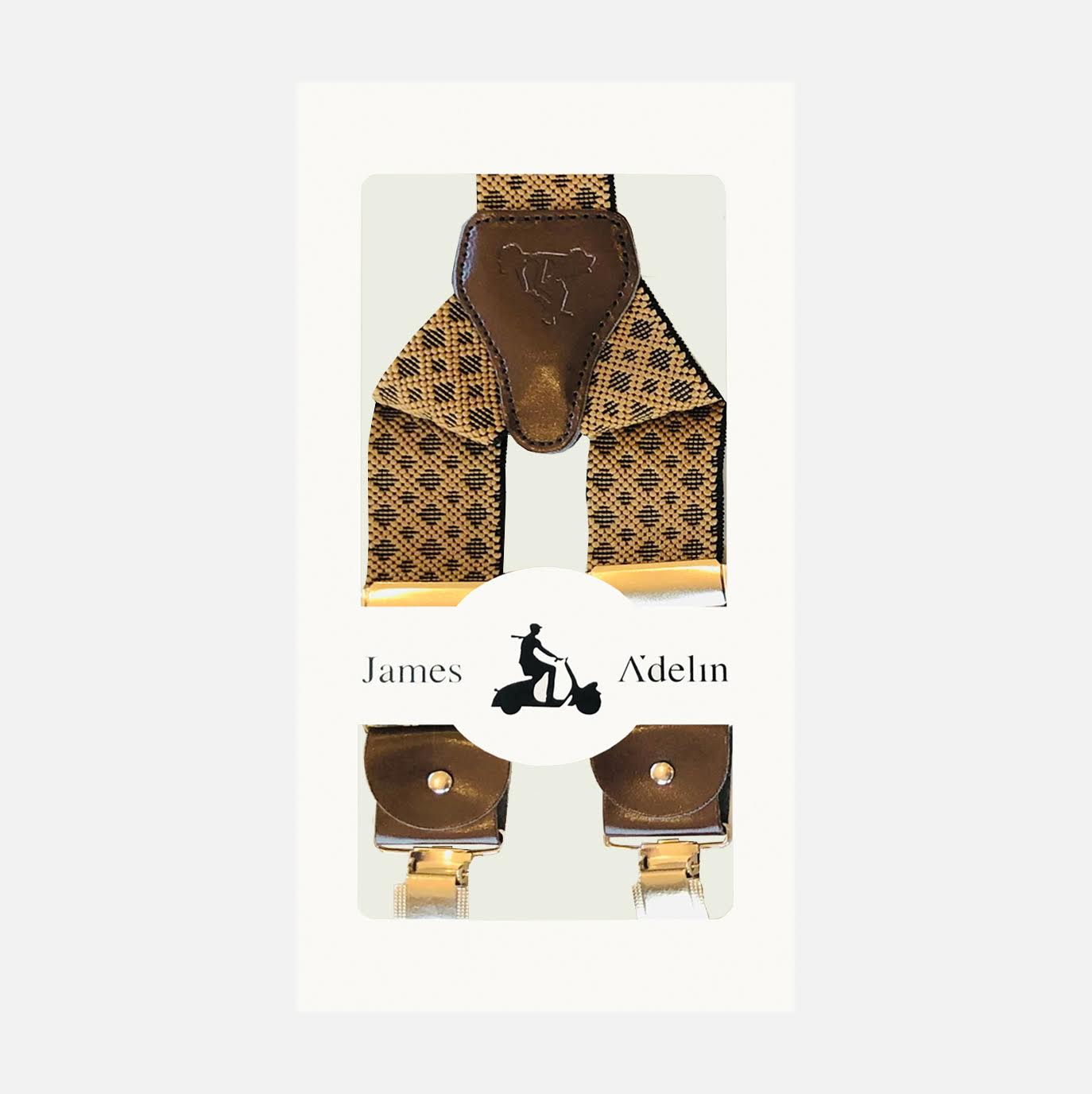 Gold/Navy Mens Argyle Weave Suspenders