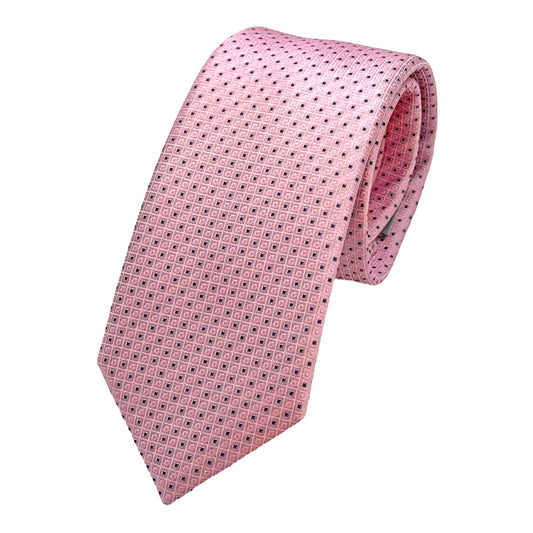 Pink Italian Mens Silk Textured Spotted Weave Skinny Neck Ties