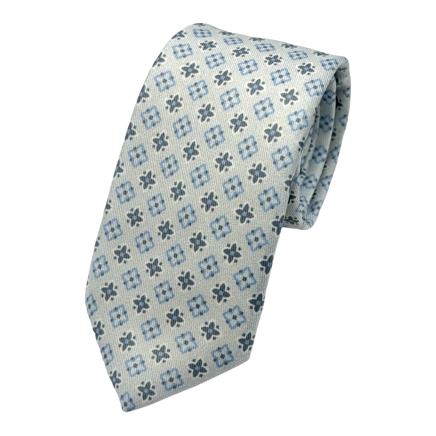Silver Italian Mens Luxury Geometric Weave Neck Ties