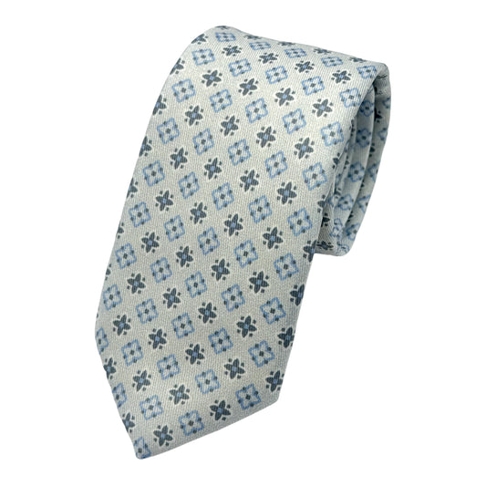 Silver Italian Mens Luxury Geometric Weave Neck Ties