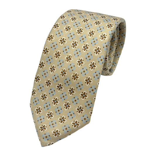Beige Italian Mens Luxury Geometric Weave Neck Ties