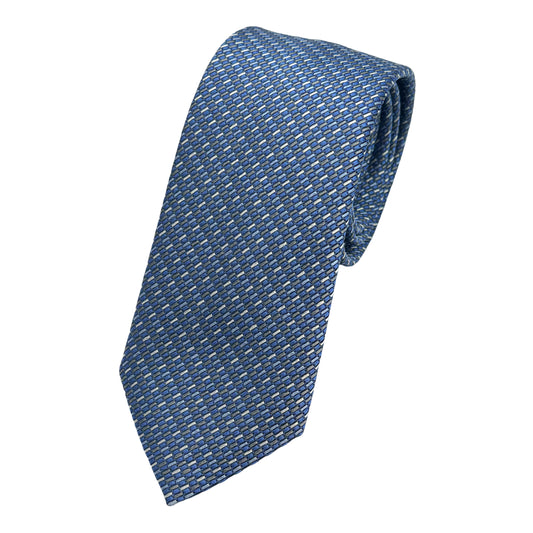 Blue Italian Mens Silk Geometric Weave Neck Ties