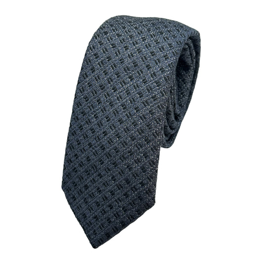 Grey Italian Mens Wool Blend Heavy Textured Weave Skinny Neck Ties