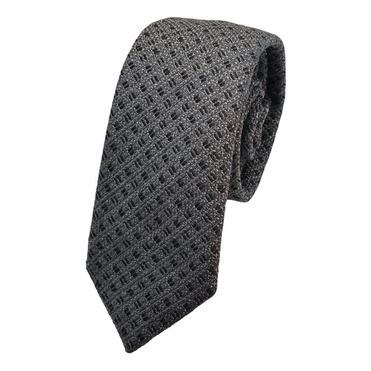 Brown Italian Mens Wool Blend Heavy Textured Weave Skinny Neck Ties