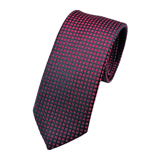 Wine Italian Mens Silk Geometric Weave Skinny Neck Ties