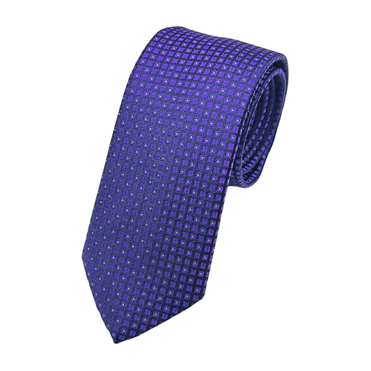 Purple Italian Mens Silk Geometric Weave Skinny Neck Ties