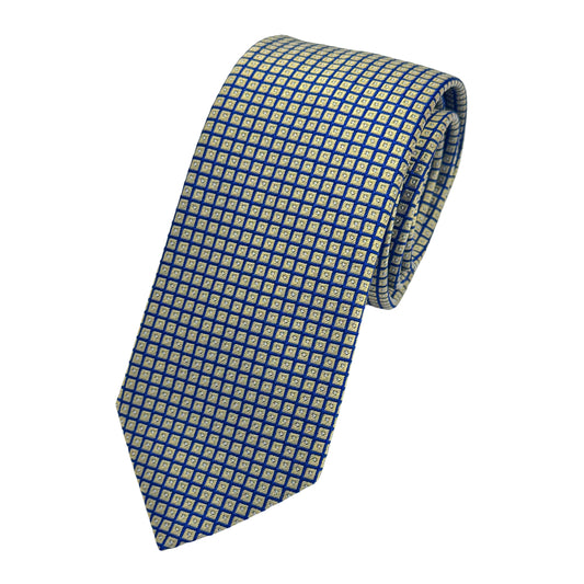 Beige Italian Mens Silk Geometric Weave Skinny Neck Ties