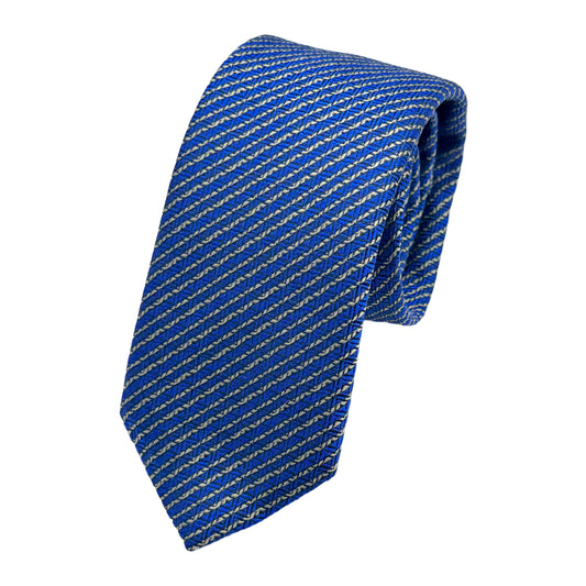 Royal Italian Mens Silk Subtle Geometric Striped Weave Neck Tie