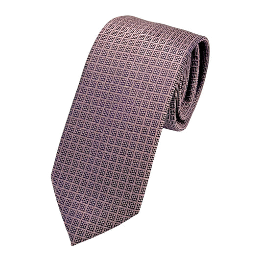 Soft Pink Italian Mens Silk Subtle Geometric Weave Skinny Neck Ties