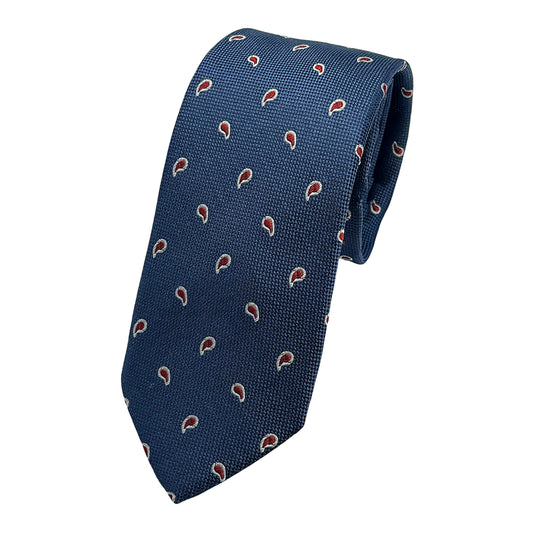 Slate Italian Mens Silk Textured Paisley Weave Skinny Neck Ties