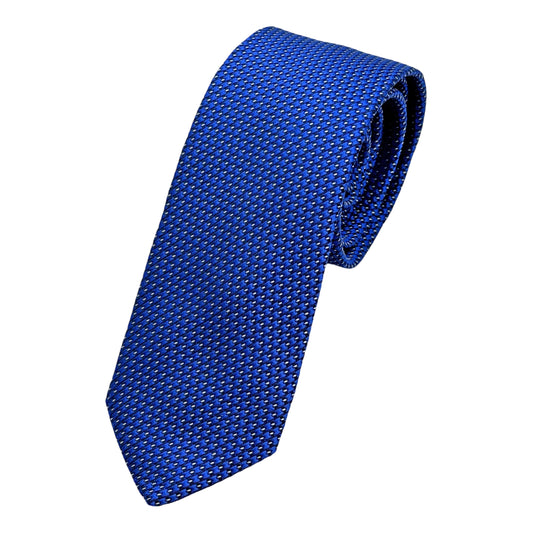 Royal Blue Italian Mens Silk Spotted Textured Weave Skinny Neck Ties