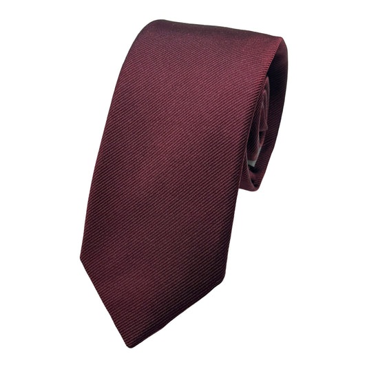 Wine Italian Mens Silk Diagonal Twill Weave Skinny Neck Ties
