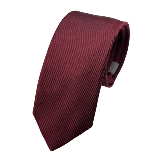 Burgundy Italian Mens Silk Diagonal Twill Weave Skinny Neck Ties