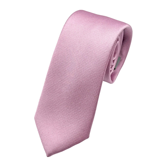 Pink Italian Mens Silk Diagonal Twill Weave Skinny Neck Ties