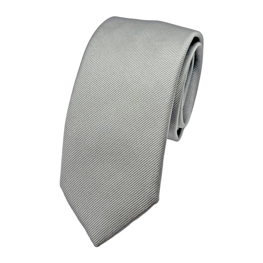 Silver Italian Mens Silk Diagonal Twill Weave Skinny Neck Ties