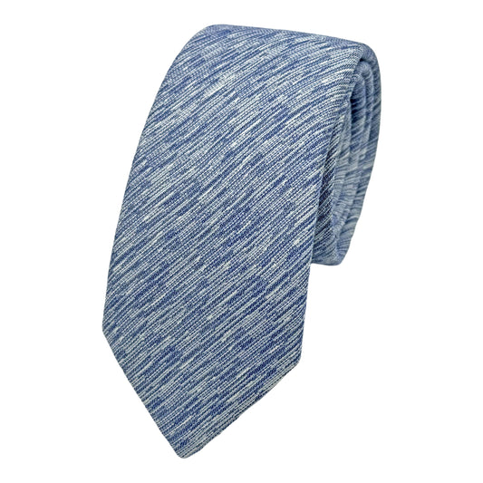 Blue Italian Mens Silk Textured Weave Skinny Neck Ties