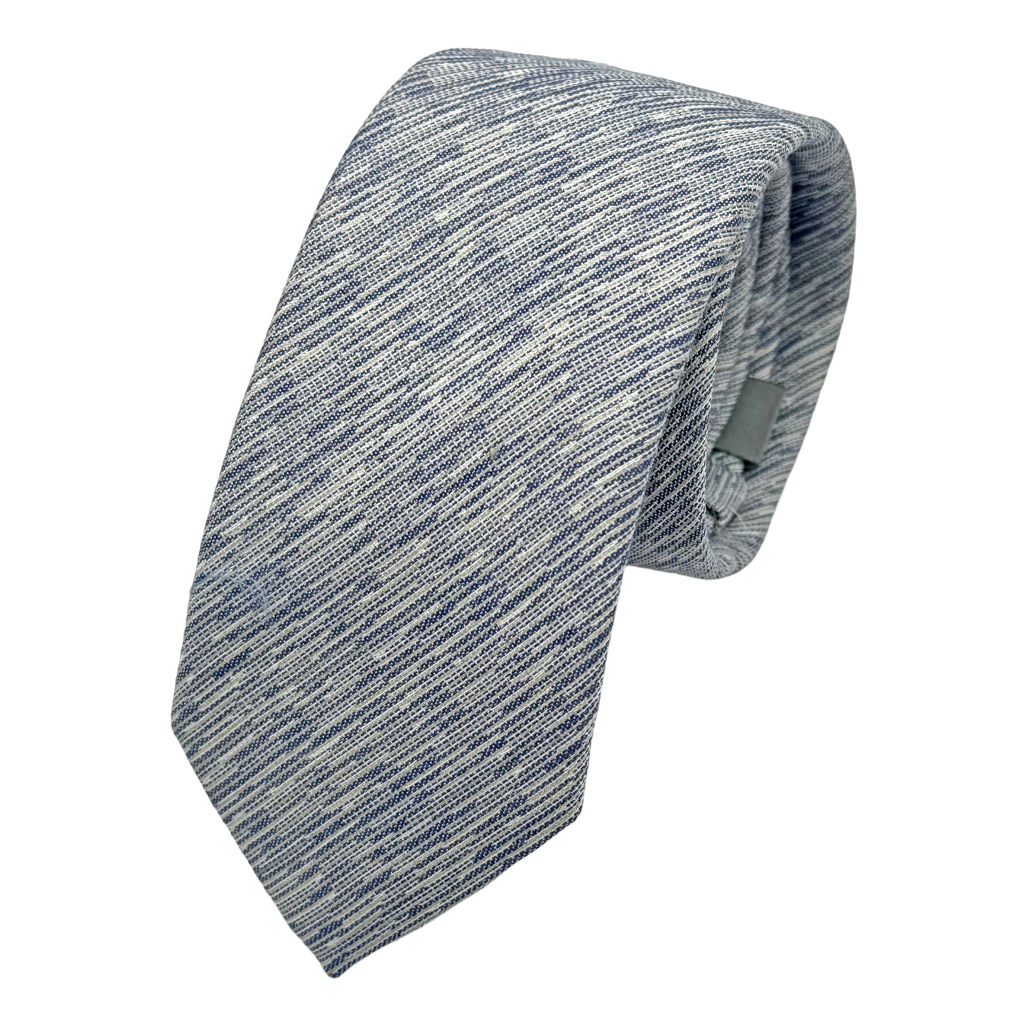 Silver Italian Mens Silk Textured Weave Skinny Neck Ties