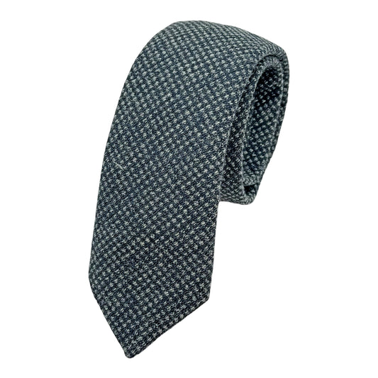 Grey Italian Mens Wool Blend Heavy Textured Weave Skinny Neck Ties