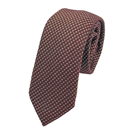 Rust Italian Mens Wool Blend Heavy Textured Weave Skinny Neck Ties