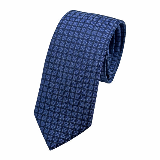 Navy Italian Mens Silk Geometric Weave Neck Tie