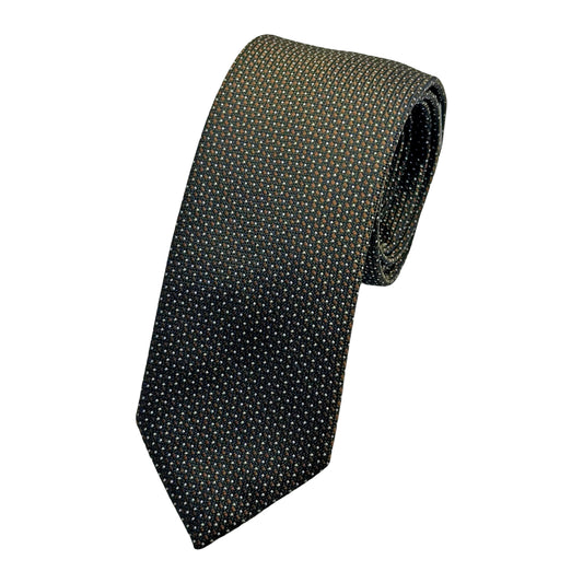 Brown Italian Mens Silk Geometric Weave Neck Tie