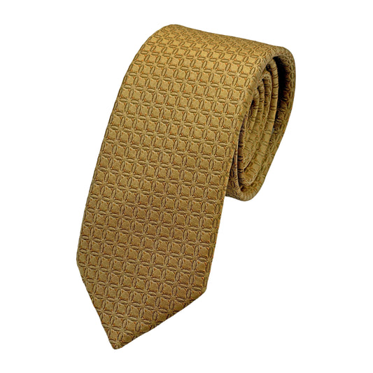 Bronze Gold Italian Mens Silk Geometric Weave Neck Tie