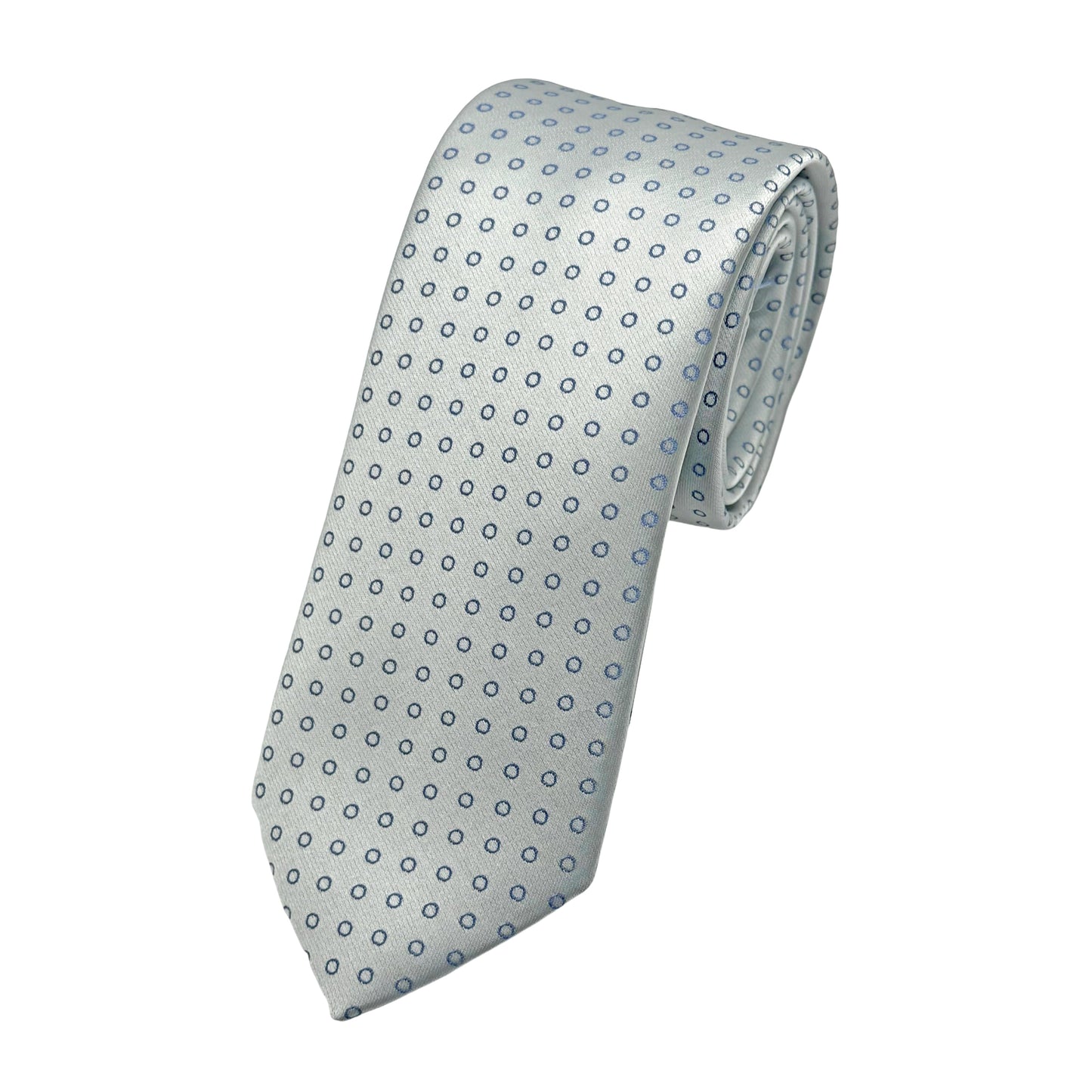Silver Italian Mens Luxury Satin Spotted Weave Neck Tie