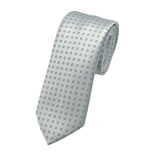Silver Italian Mens Luxury Satin Spotted Weave Neck Tie