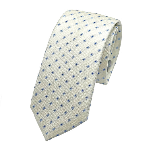 Off White Italian Mens Silk Textured Geometric Weave Neck Tie